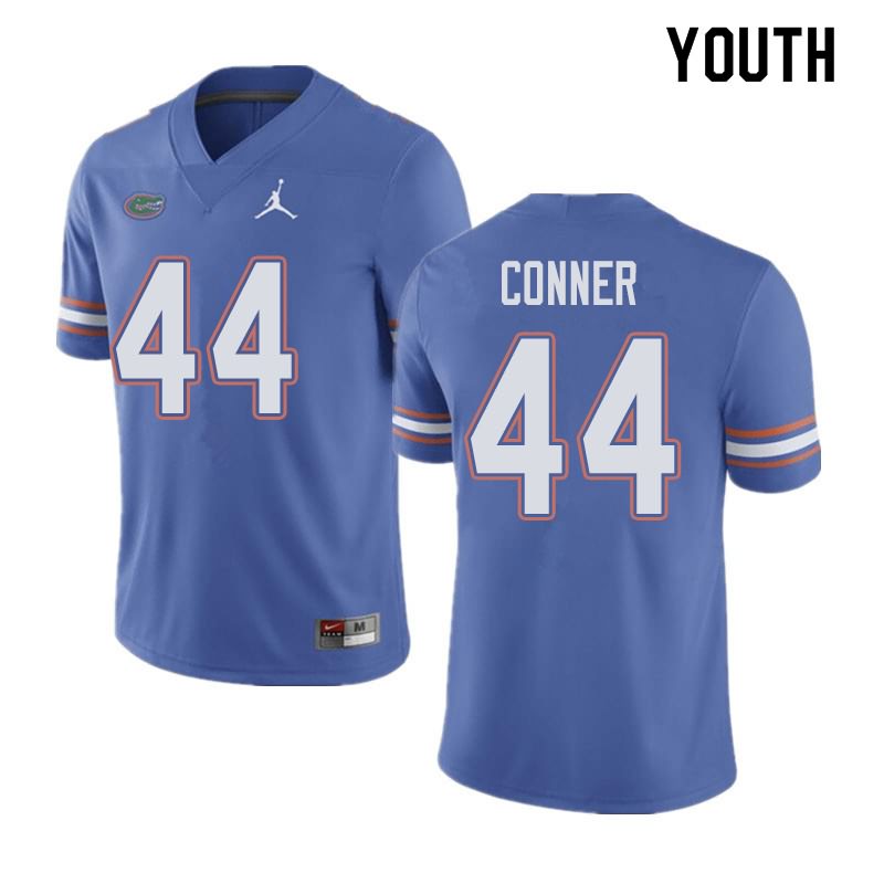 Youth NCAA Florida Gators Garrett Conner #44 Stitched Authentic Jordan Brand Blue College Football Jersey LWK7565BS